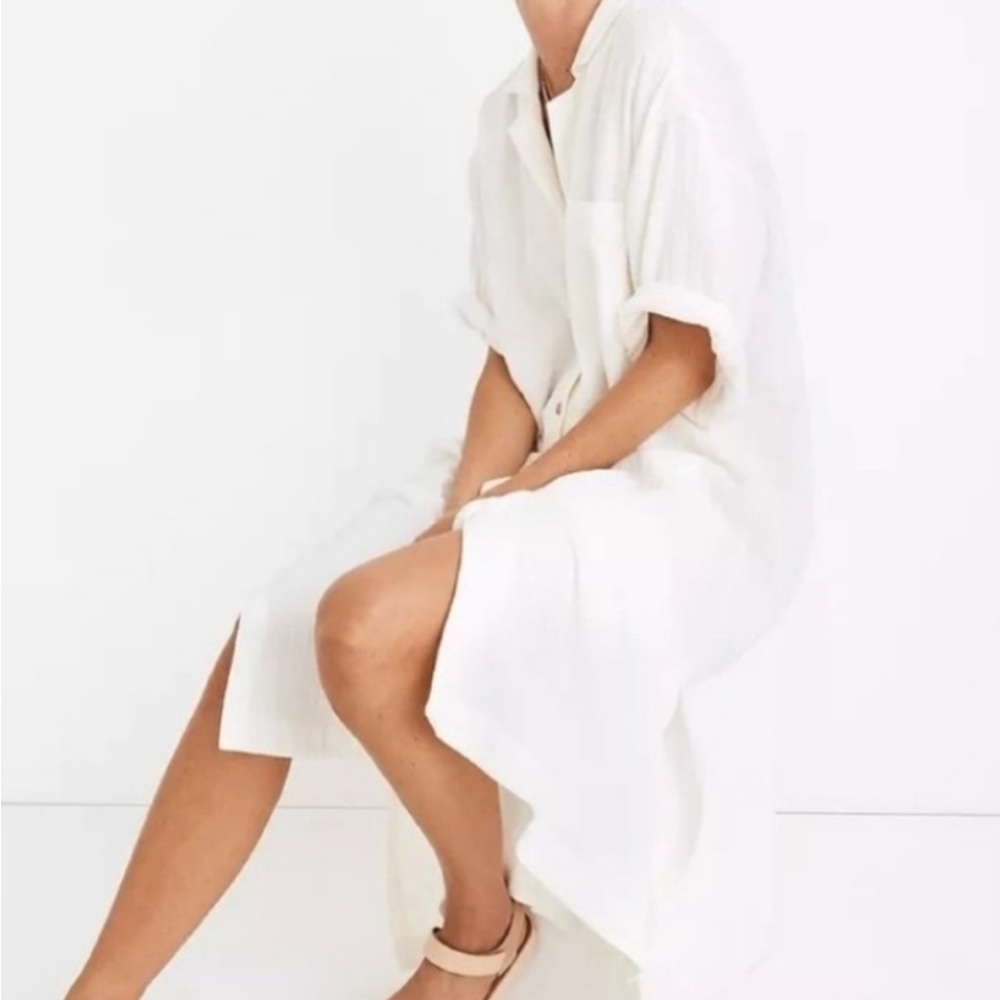 Madewell White Swim Coverup Flowy Midi